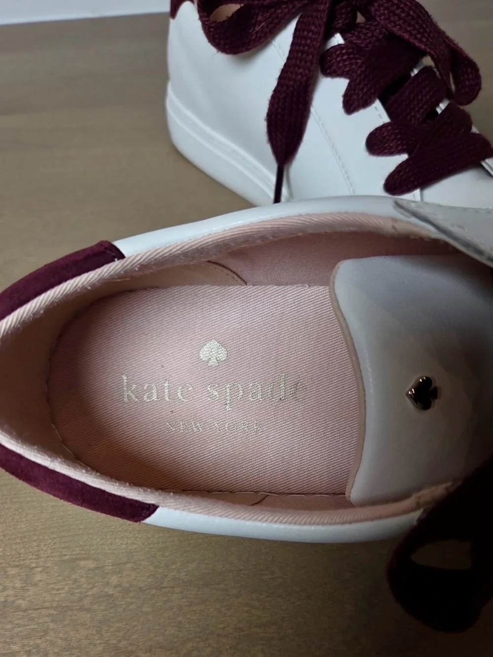 Kate Spade New York Fez Cranberry/White Sneaker Shoes Women’s Size 10B Leather